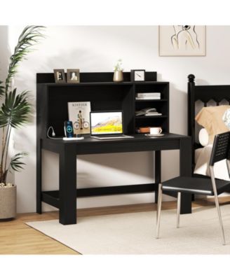 Modern Home Office Desk with Hutch and Storage, Workstation
