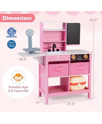 Kids Wooden Doctor Office Medical Center Pretend Play Set with Blackboard