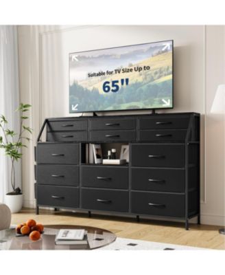 Drawer Fabric Dresser for Bedroom, Large Dresser with 2 Shelves & Wood Top, Dressers & Chests of Drawers