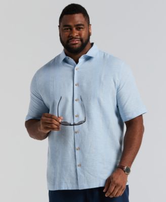 Men's Big & Tall Linen Short-Sleeve Panel Shirt