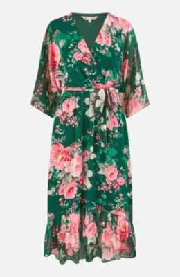 Women's Midi Dip Hem Wrap Midi Dress