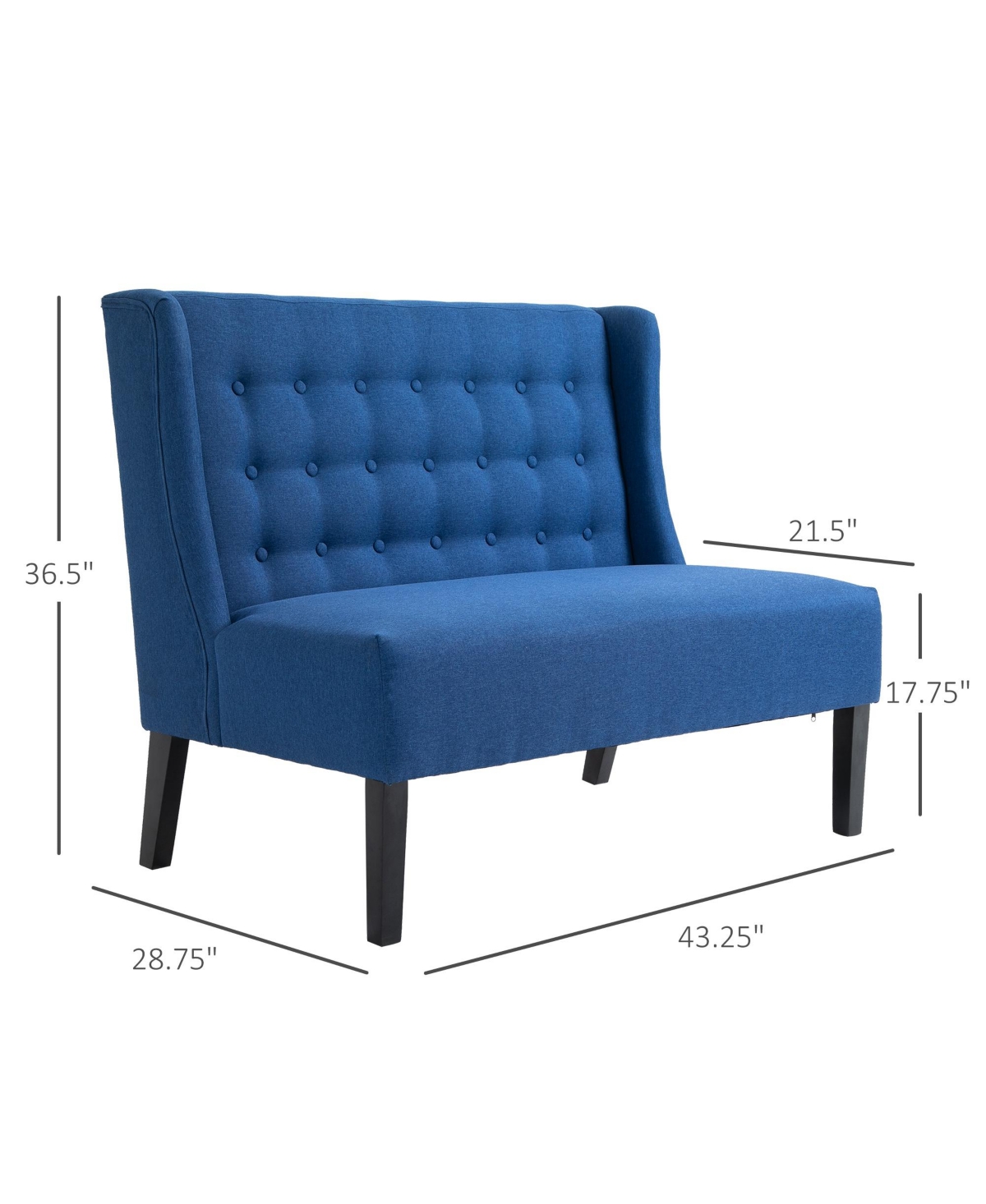 Homcom Linen Loveseat Sofa Lounger with Deep Padded Cushion Seats and Rubberwood Legs