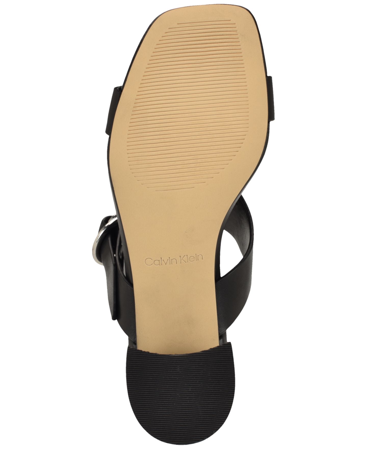 Женские сандалии Calvin Klein Vevia Block Heel Slip-On, цвет: Чёрный кожаный — фото 5