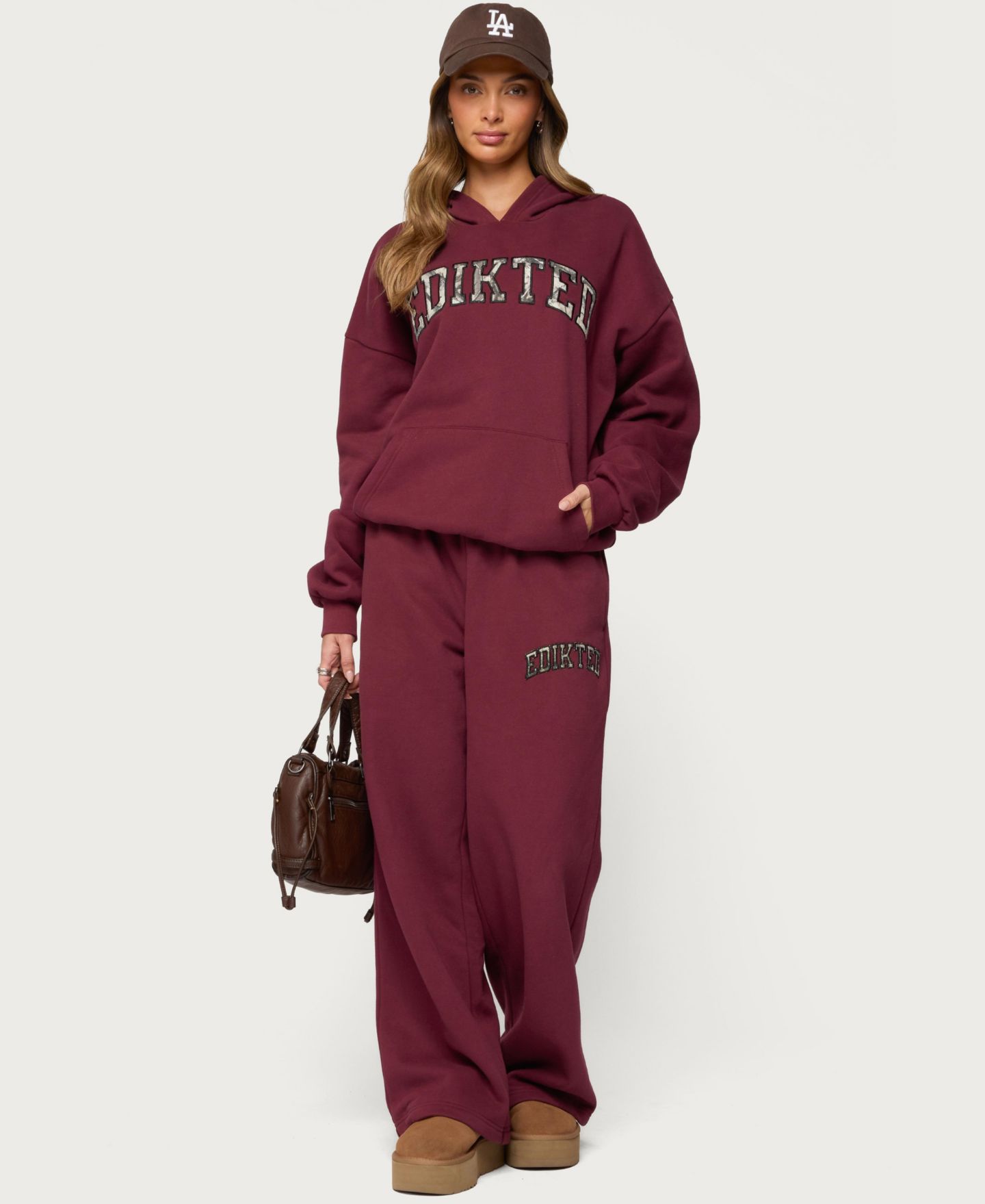 Женское худи Edikted Crush Oversized, цвет: Бордовый — фото 5