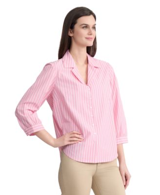 Petite Button-Front Collared Top