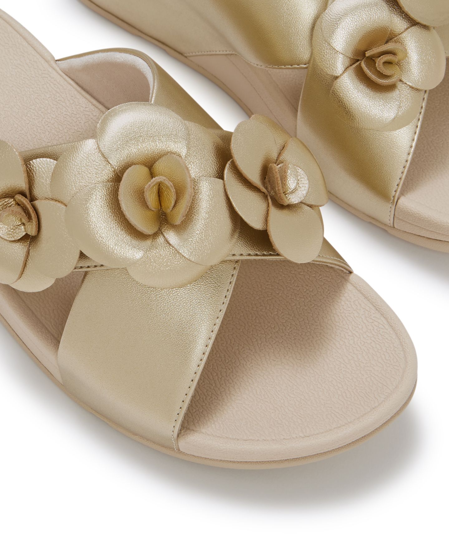 Женские сандалии FitFlop Lulu Flower Cross Slip-On Slide, цвет: Platino — фото 6