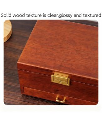 Solid Wood Jewelry Box with Velvet Lining and Lock