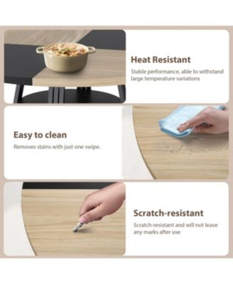 Round Dining Table for 4-6, 47.2" Farmhouse Kitchen Table with Storage, Circle Dinner Tables for Kitchen, Dining Room, Living Room