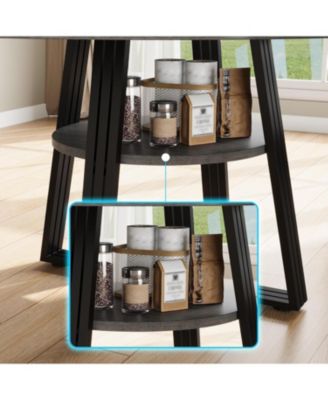 Round Dining Table for 4-6, 47.2" Farmhouse Kitchen Table with Storage, Circle Dinner Tables for Kitchen, Dining Room, Living Room