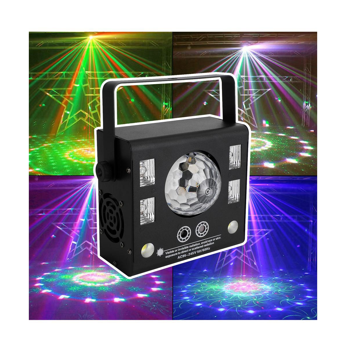 Artudatech 50W Party Light, 4-in-1 Magic Ball, Laser, Strobe & Uv Effects with Dmx Control