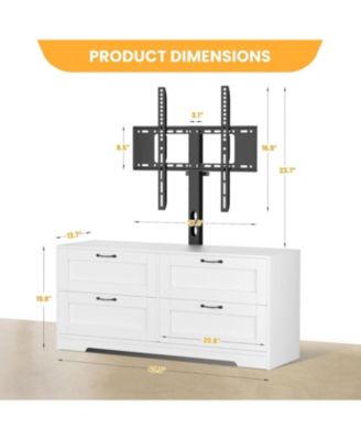 TV Stand with Mount and 4 Drawers Storage Fits 32/45/55/65/75/80 Inch TVs, White Entertainment Center w/Height Adjustable Mount for Living Room