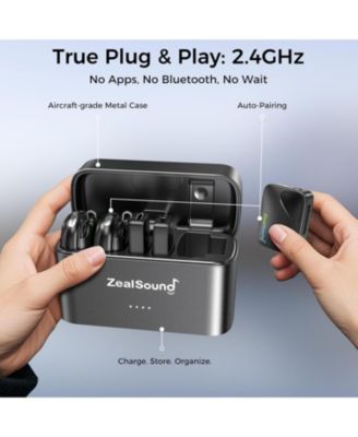 Wireless Lavalier Mic: 24GHz, Noise Canceling, 40H Case iPhone/Android/USB-C Perfect for Vlogs & Video