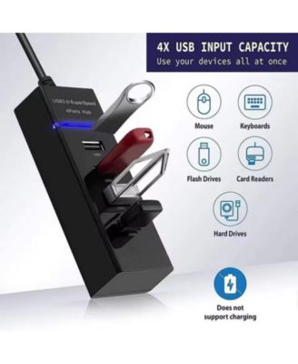 4-Port USB 3.0 High Speed Hub - with LED Strip, Portable Expansion Hub for Office Work & Business Travel