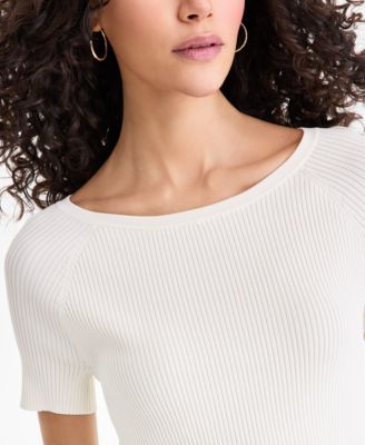 Women's Short-Sleeve Rib Knit Sweater