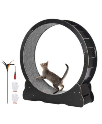 Large Cat Exercise Wheel: 43.3" Indoor Treadmill in Black - Silent Run for Active Cats