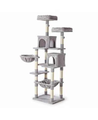 71in Cat Tree Tower: Large Multi-Story, Sisal Posts, Extended Platform, Hammock