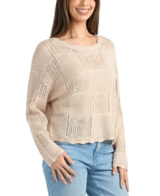 Juniors' Crewneck Pull-On Sweater