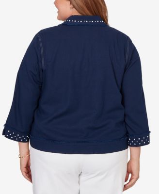 Plus Size Port Side Pearl Trim Denim Jacket