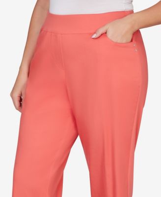 Plus Size Resort Living Smooth Waist Easy Pull- On Capri Pants