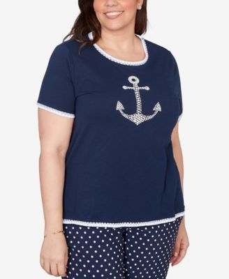 Plus Size Port Side Pearl Anchor Graphic T-Shirt