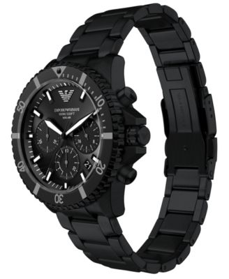 Men's World Explorer Solar Chronograph Black Stainless Steel Watch, 43mm