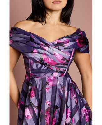 Women's Stripe Organza Midi Dress