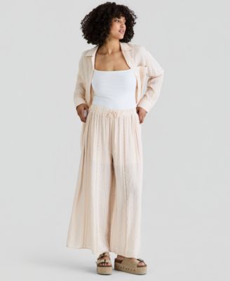 Women's Satin Pull-On Wide-Leg Pants