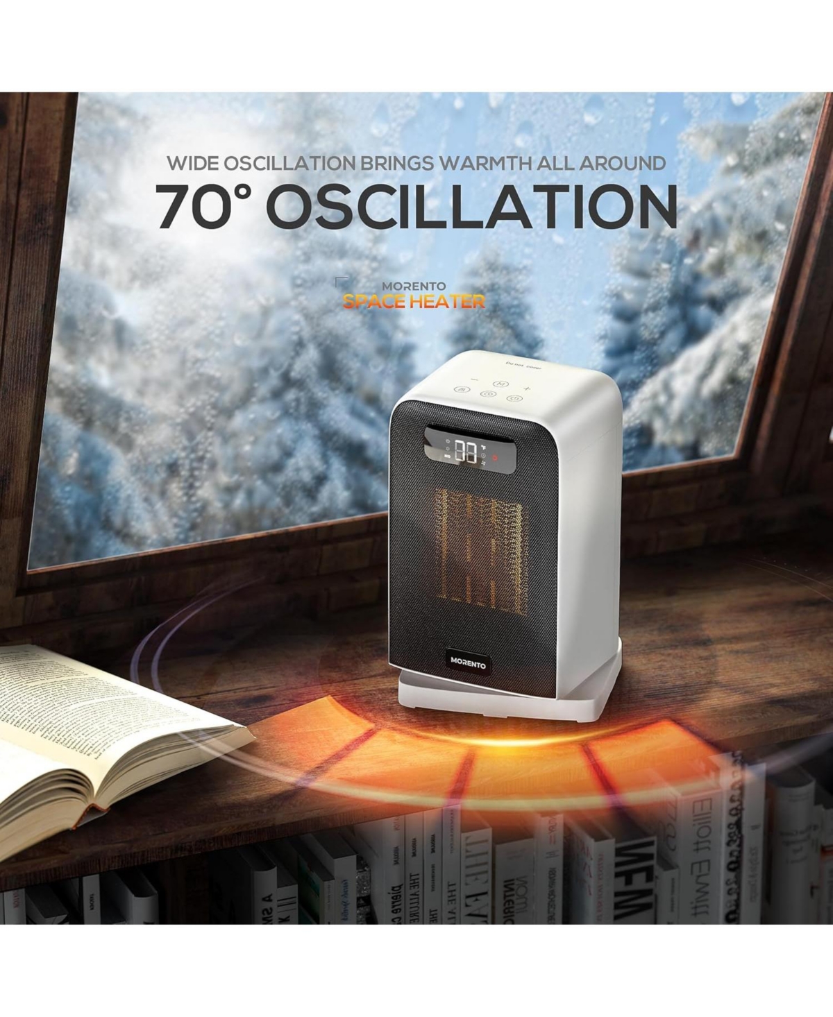 Morento 1500W Space Heater, Electric Heater for Indoor Use, Desk Heater with Heating and Fan Modes with Thermostat