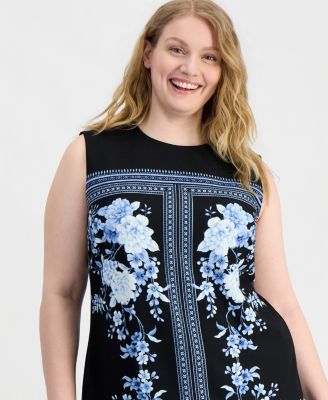 Plus Size Printed Sleeveless Midi Dress