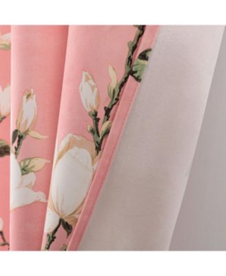 100% Polyester 200 GSM Blossom Printed Blackout Grommet Curtain Panel 54" x 84" Blush