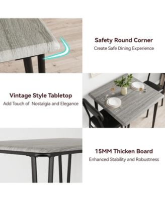 Dining Table Set for 4, Kitchen Table with Upholstered Chairs for Small Spaces