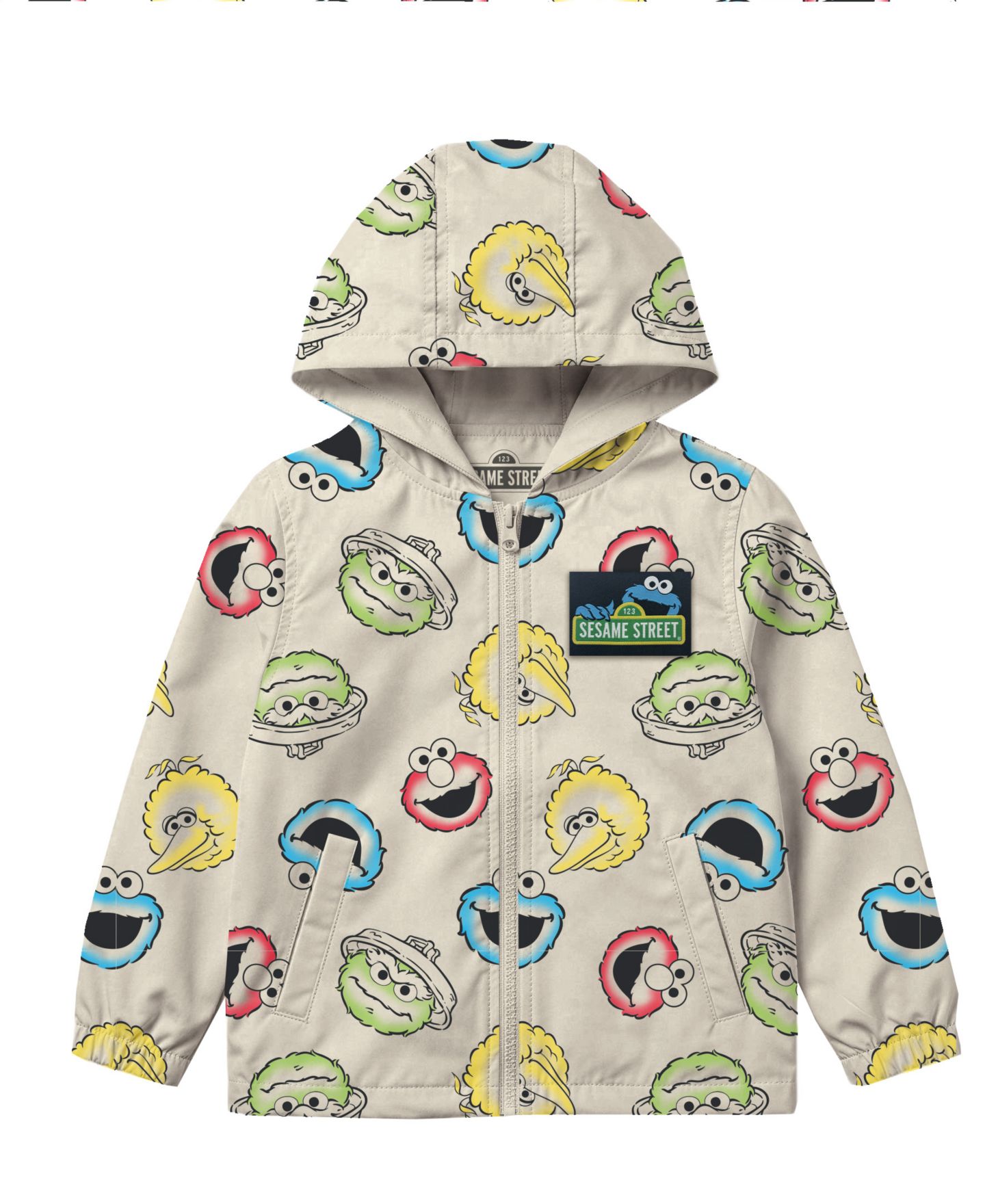 Куртка Sesame Street Printed Hooded Windbreaker Jacket для мальчиков, цвет: Бежевый — фото 1