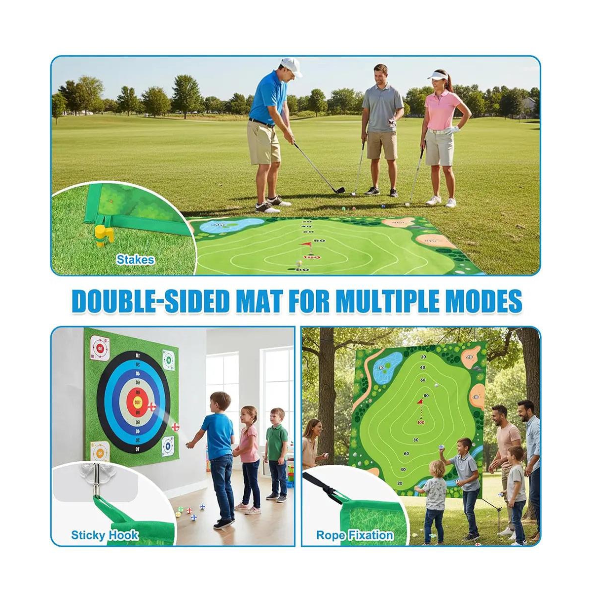 Ayamaya Camping Golf Chipping Game – Portable Outdoor & Indoor Practice Set with Double-Sided Target Mat