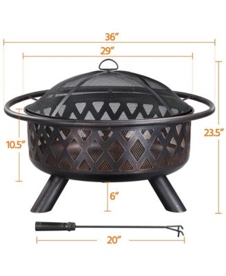 Rounded Outdoor Iron Fire Pit Wood Burning Heating for Bonfire