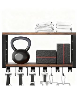 2 Tier Wall Mount Home Gym Rack - Stylish, Heavy-Duty Storage for Fitness Accessories