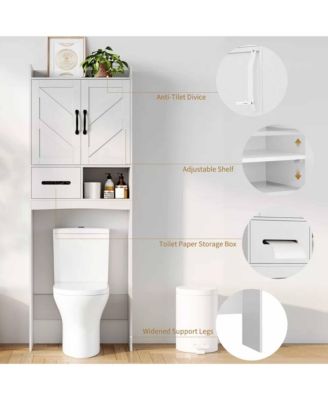 Over The Toilet Cabinet, Bathroom Storage Organizer, FreeStanding Toilet Shelf for Bathroom, Restroom, Laundry, with Paper Storage