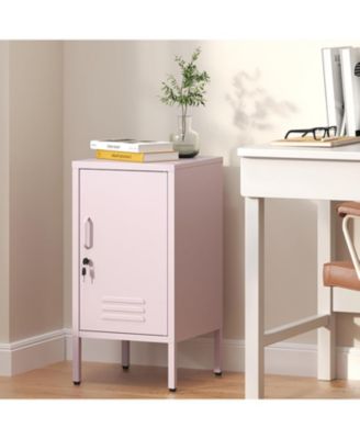 Metal Locker Nightstand with Door & Shelf, Modern Steel Bedside Cabinet, Lockable Single Door, Easy Assembly
