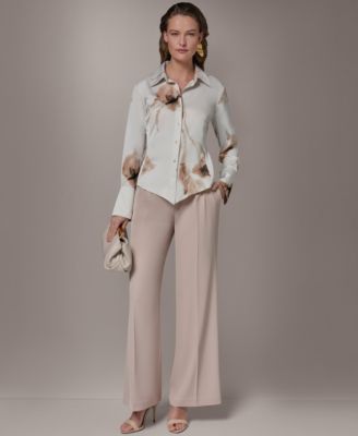 Petite Button-Front Collared Top