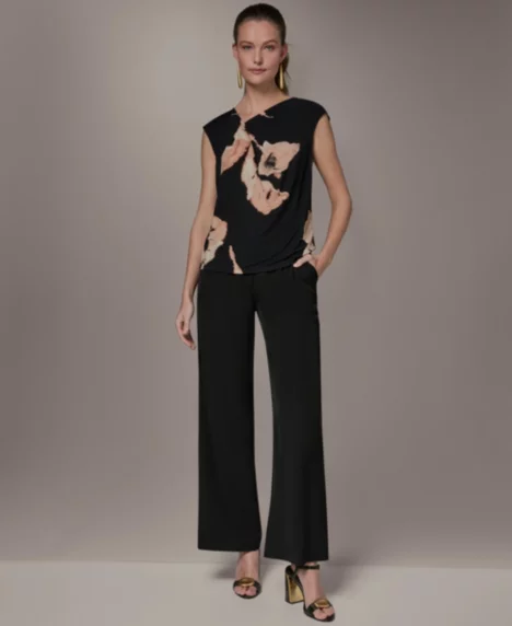 Petite Printed Sleeveless Top - Black Multi