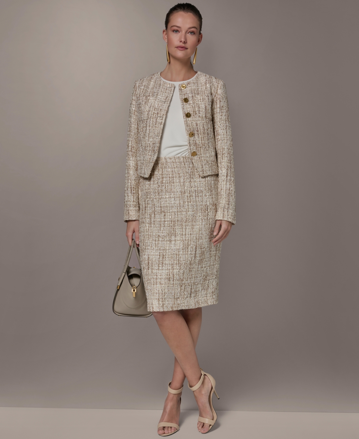 Donna Karan New York Petite Button-Front Cropped Jacket