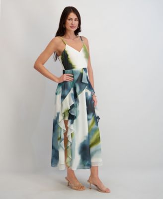 Women's Printed Chiffon V-Neck Dress