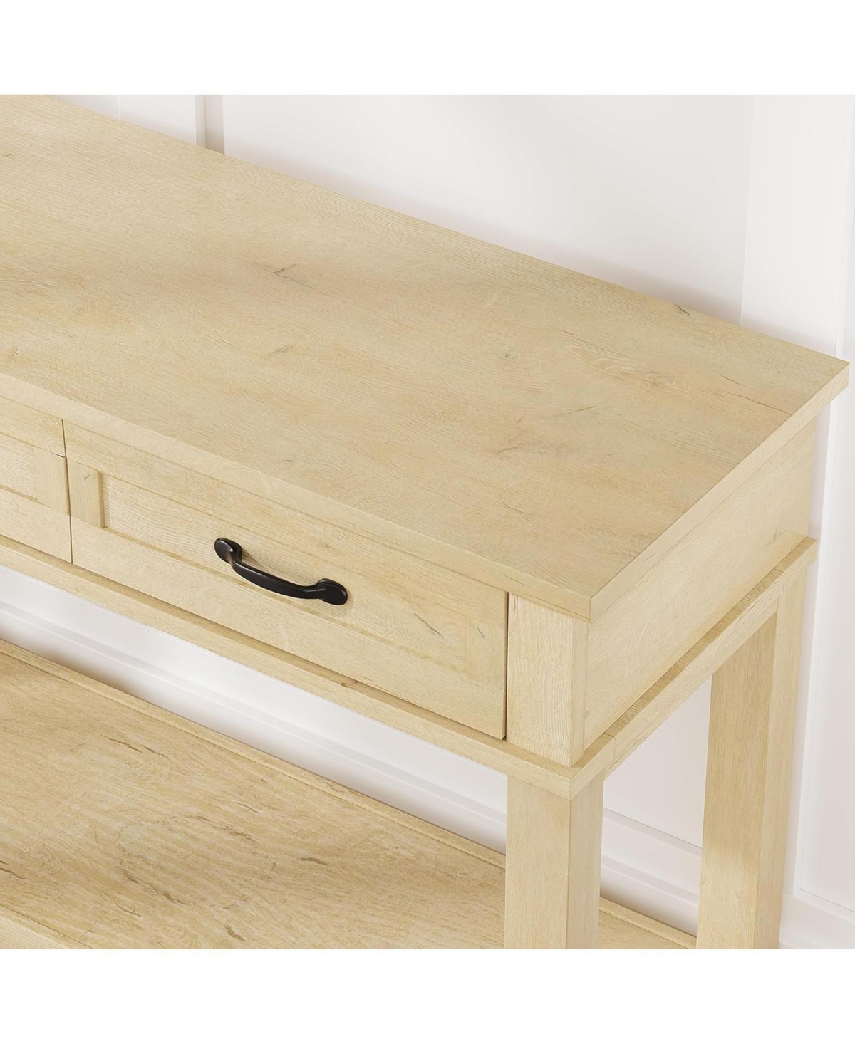 gaomon Farmhouse Entryway Table, 2 Tier Console Table with 3 Storage Drawers, 54" Wooden Sofa Table for Entryway Living Room