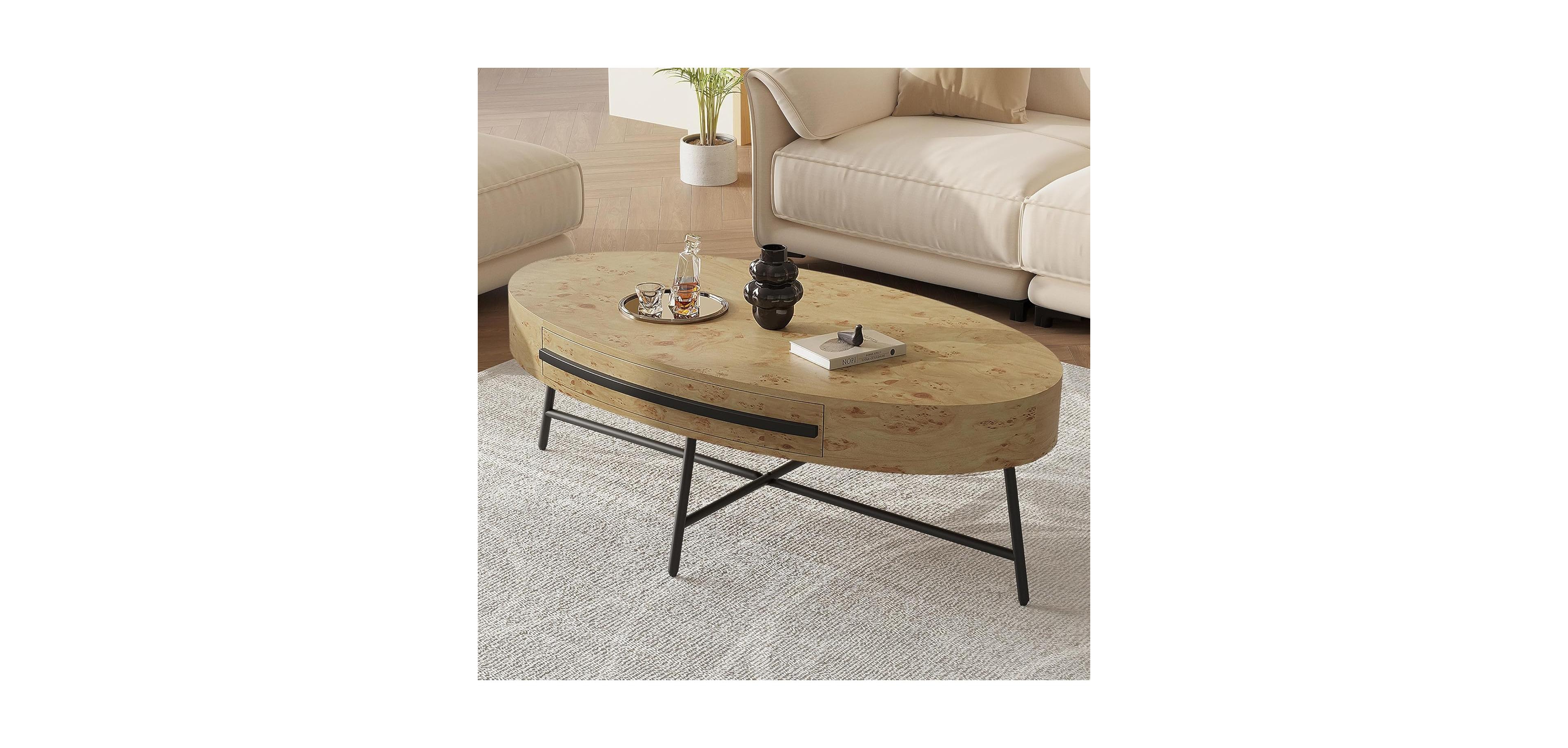 gaomon Oval Coffee Table with Center 472 Wooden