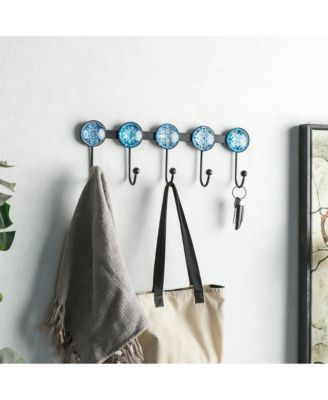 Boho Multi-Color Mandala Wall Rack - 5 Hooks for Coats, Hats, Bags - Durable, Easy Install
