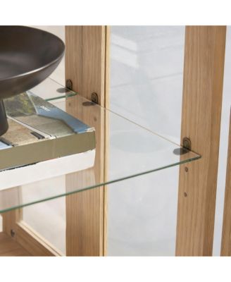 Antique Display Cabinet with Lighted Glass Doors and Mirrored Panel