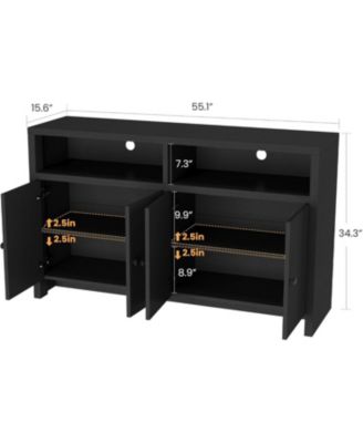 55" Farmhouse Buffet Sideboard Cabinet, Large Wood Storage with 4 Doors & Adjustable Shelves, Coffee Bar for Kitchen, Dining Room, Living Room