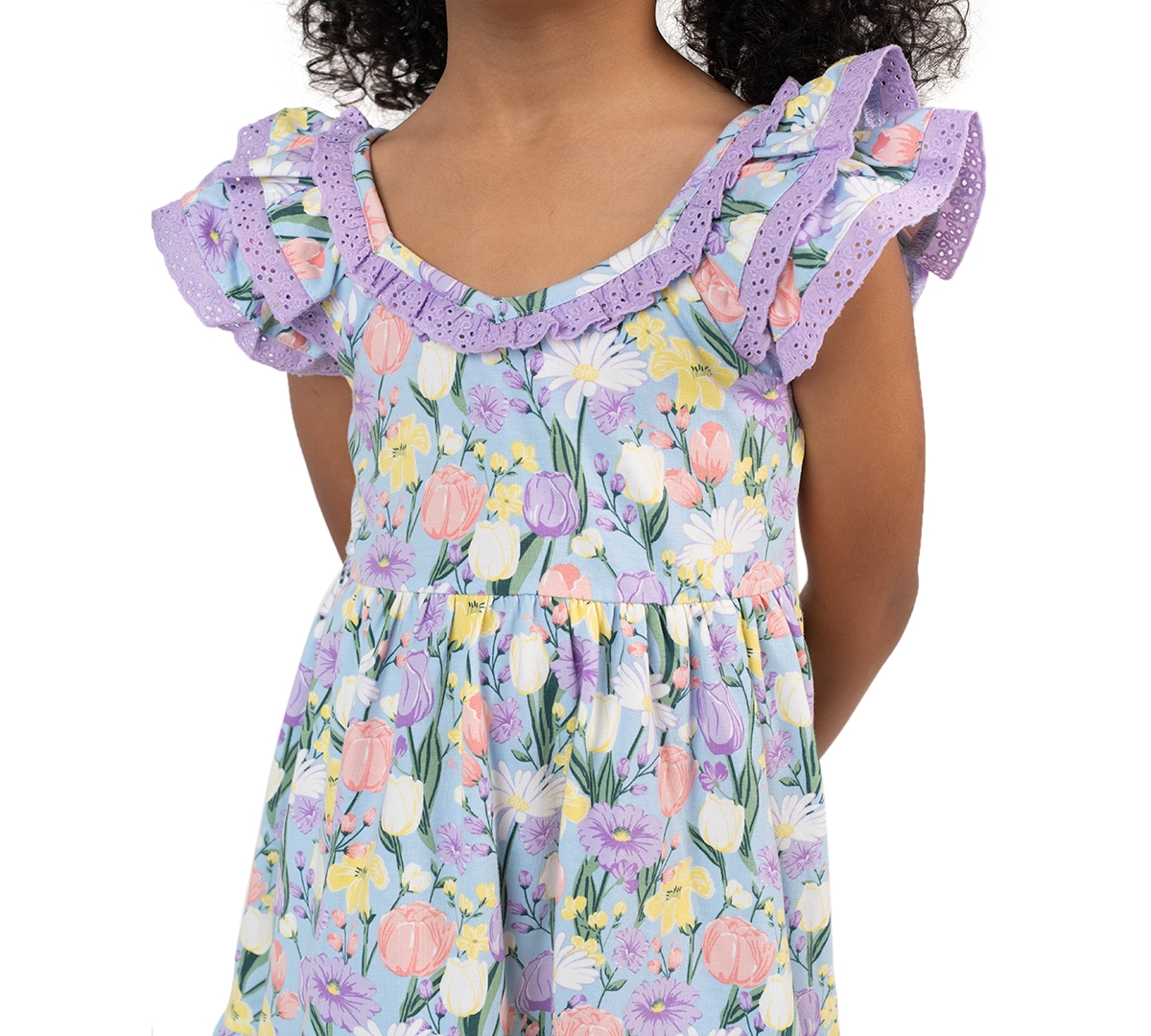 Rare Editions Girls' 2T-6X Peri Printed Square Neck Dress