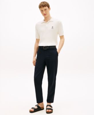 Men's Cable Knit Short-Sleeve Polo Shirt