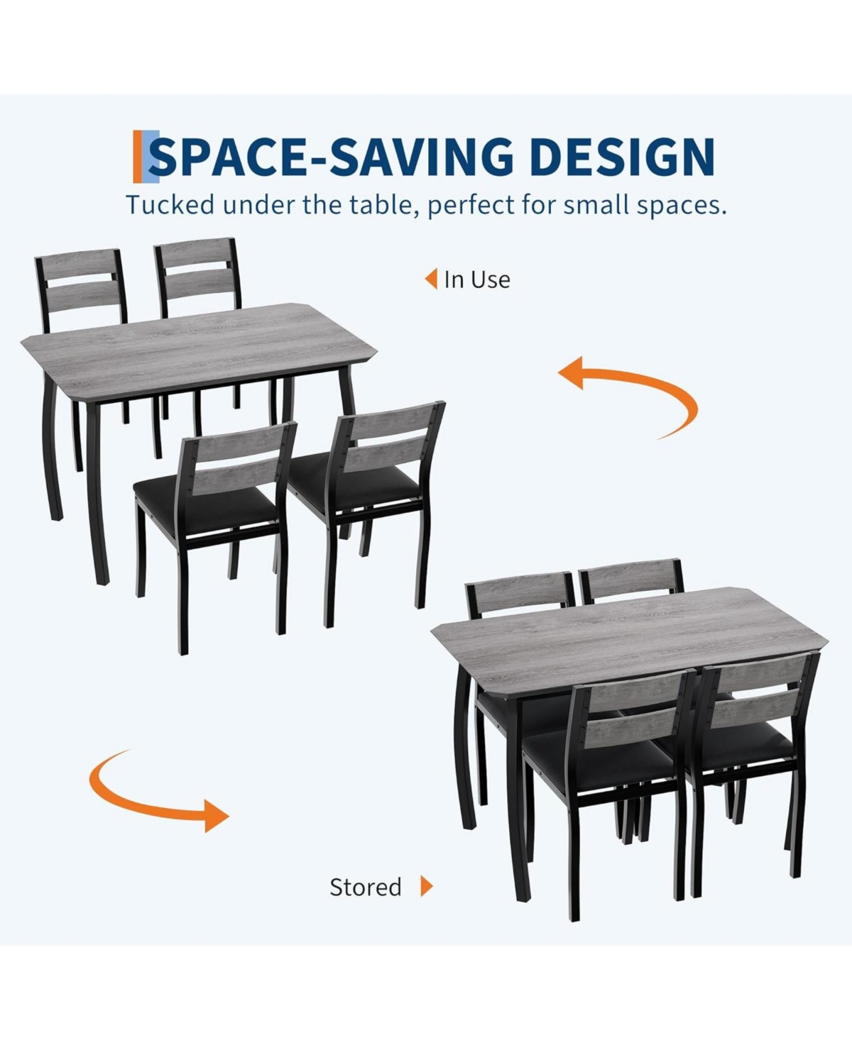 gaomon Dining Table Set for 4 Modern Kitchen Table Chairs Set of 4 with Chamfered Edges and Cushioned Seats Space-Saving Metal Frame Breakfast Nook