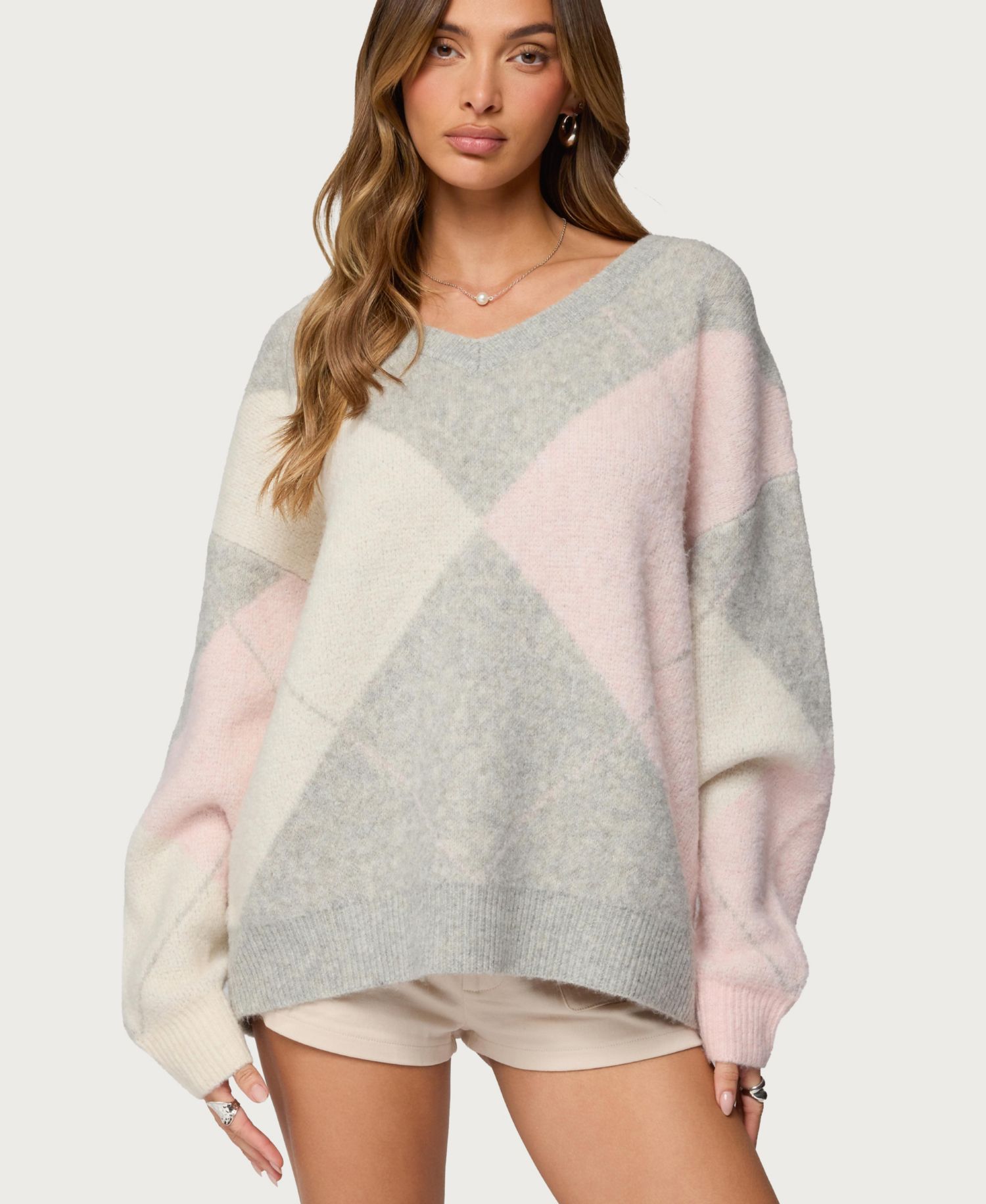 Women's Elda Oversized Argyle Sweater